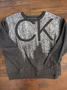 CALVIN KLEIN Women's Soft Cotton Blend Crop Sweatshirt Gray/ Silver XL